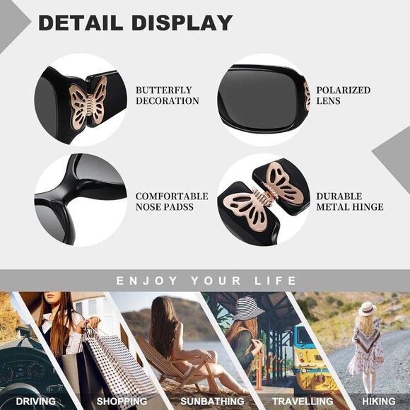 Women\'s Polarized Sunglasses UV400 Wraparound Butterfly Design Fashion main image 6